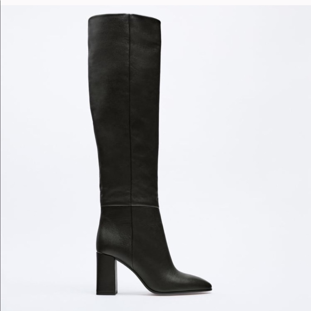 NWT ZARA 100% GENUINE LEATHER KNEE HIGH BOOTS